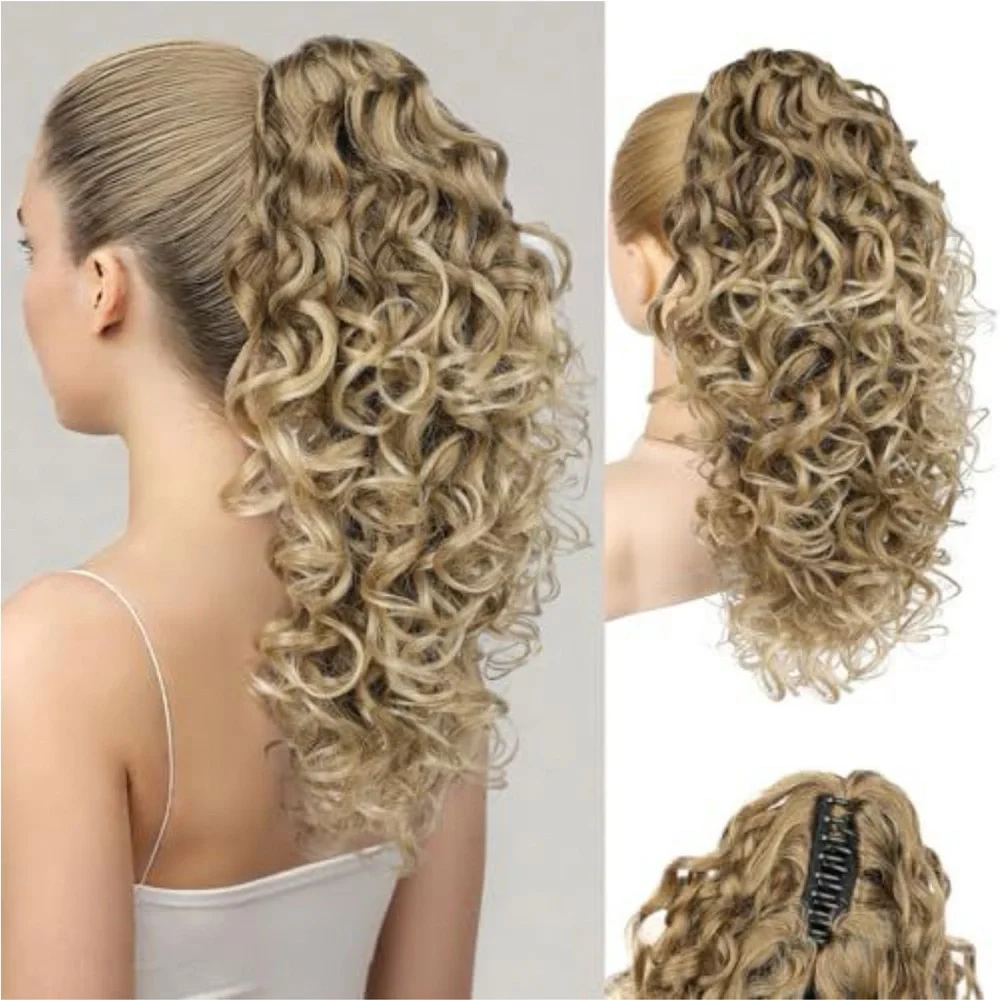 Blonde Curly Clip-In Ponytail Extension - Natural Blonde - Picture 1 of 5